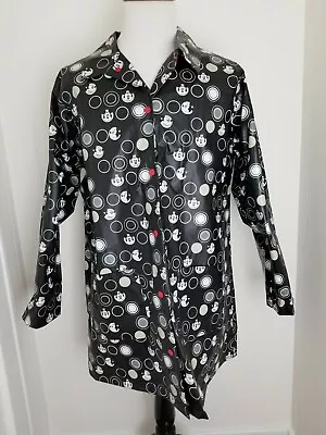 Disney Mickey Mouse Womans XL Raincoat Rain Jacket Coat Black White Red Circle • $54