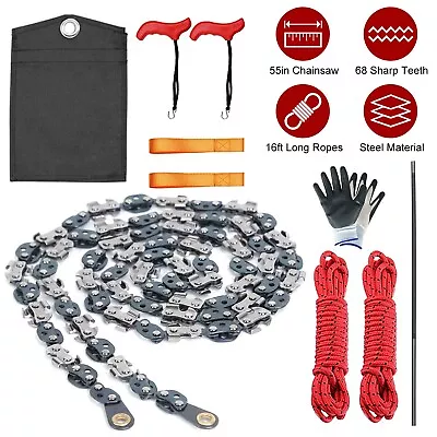 55 Inch High Reach Tree Limb Hand Rope Saw 68 Sharp Teeth Folding Pocket Saw • $33.99