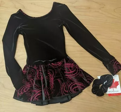 Mondor Black Velvet With A Swirl Pink Glitter Pattern Long Sleeve Ice Skate   • $49