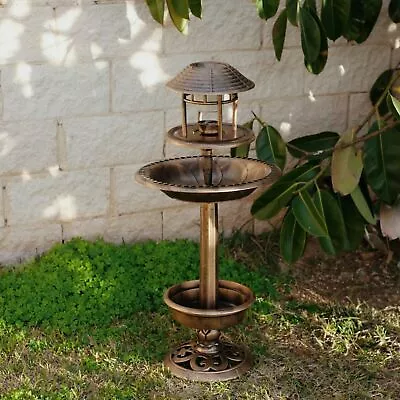£14.99 • Buy Bird Hotel Feeder & Bath With Solar Light Garden Ornamental Birds Table Station