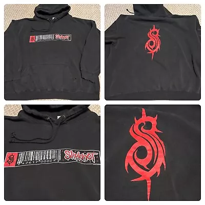 Vintage 2001 Slipknot Hoodie Double Sided Metal Rock Band Barcode Distressed • $104.99