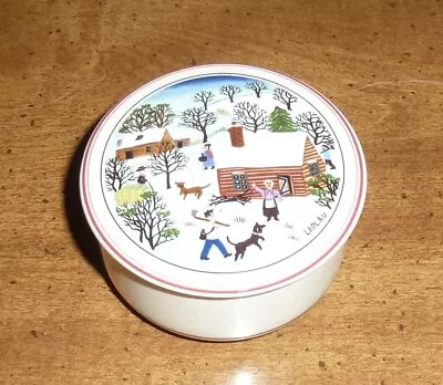 VILLEROY & BOCH *NAIF CHRISTMAS* COVERED 3  TRINKET BOX By GERARD LAPLAU • $3.99