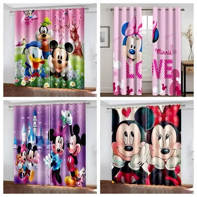 Girls Curtains Indoor 3D Mickey Mouse Curtains Blackout Curtains Ring Top Eyelet • £28.80