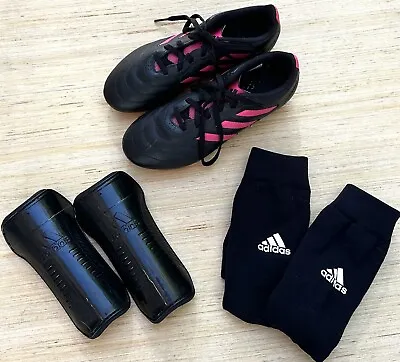 Adidas Youth Girls Soccer Lot Cleats Size 4 Adidas Socks & Adidas Shin Guards • $22.49