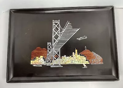 Vtg Gump's COUROC San Francisco  Tray Barware Golden Gate Bridge 17.75” MCM • $24.99