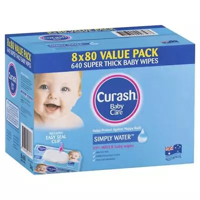 Curash Simply Water Wipes 8x80 Pack • $29.99