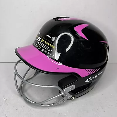 Easton Junior Z5 Batters Softball Helmet Black Pink Mask Hat Size 6 3/8 - 7 1/8 • $14.99