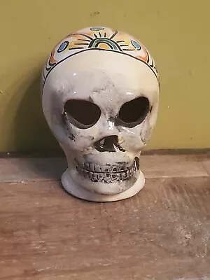 Vintage Talavera Skull Day Of The Dead Mexican Folk Art Pottery • $28