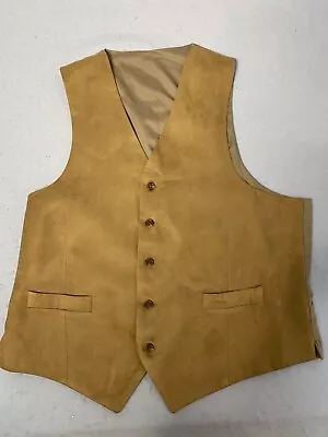 Suede Men’s Vest  Size  M/L Brown Tan 60s 70 Style Victorian Dickens Back Belt • $24.95