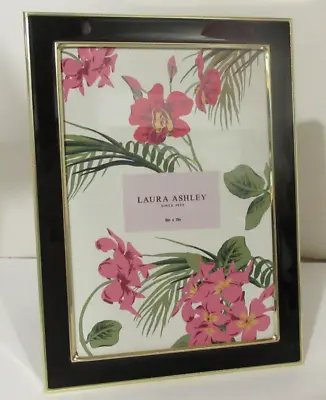 Laura Ashley 5x7 Black Enamel Picture Frame Gold Metal Edge With Easel • £14.47