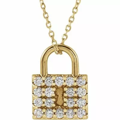 14K Yellow 1/2 CTW Diamond Lock 16-18  Necklace-SALE • $499