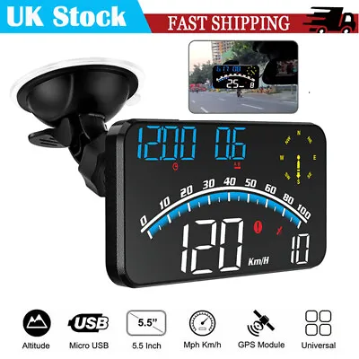 Universal Digital Speedometer GPS Car HUD Head Up Display MPH Overspeed Alarm UK • £24.79