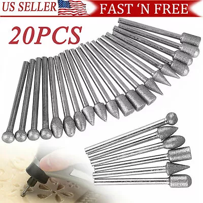 20pcs Diamond Burr Set Drill Bits Mini Drill For Dremel Rotary Tool Accessories • $9.24