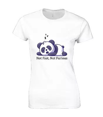 Not Fast Panda Ladies T Shirt Funny Cute Animal Lover Design Cool New Top • £7.99