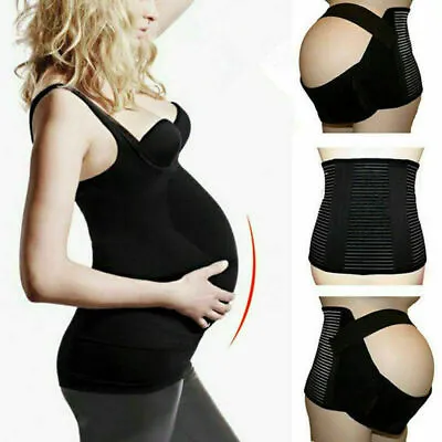 Pregnancy Maternity Belt Lumbar Back Support Waist Belly Bump Brace Strap Black • £8.49