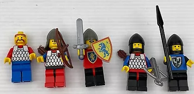 Genuine Vintage LEGO CASTLE MINIFIGURES KNIGHT & SOLDIERS With Accessories X5 • $55