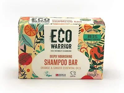 Eco Warrior Deeply Nourishing Shampoo Bar Pink Clay & Pure Orange FAST FREE P&P • £5.73