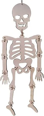 Jointed Skeleton Halloween Hanging Decoration Halloween Garden Wood Decor 45cm • £3.99