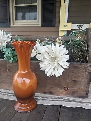 Vintage Royal Haeger Scalloped Topped Orange/Brown 12  Vase • $24