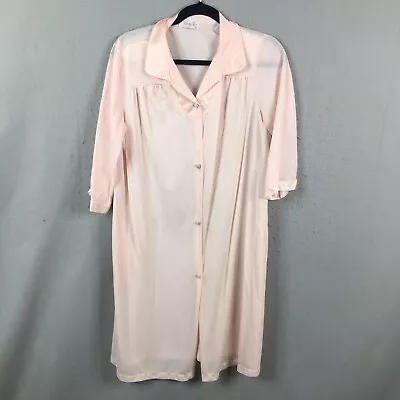 Vintage Vanity Fair Robe Womens Medium Pale Pink Flowy Liquid Sheen Lightweight  • $17.78