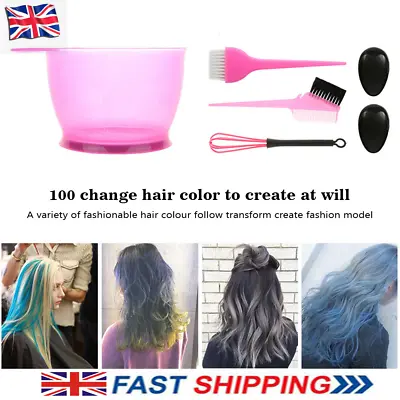 5pcs Hair Dye Tint Brush Color Comb Kit Brushes Bowl Salon Mixing Coloring Set • £6.57