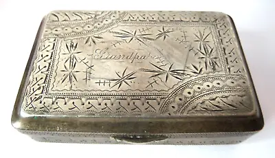 Antique Sterling Silver Engraving Cigarette Or Medicine Case Box 87 Grams… • $157.50