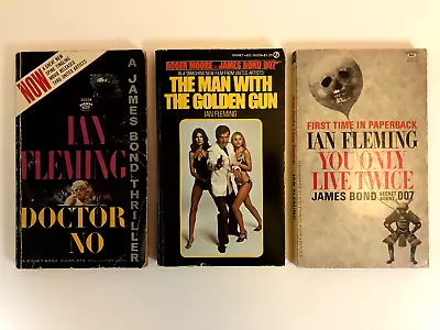 LOT OF 3 IAN FLEMING JAMES BOND 007 NOVELS- Golden Gun Doctor No Live Twice • $19.99