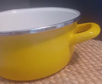 CHEFS Atelier Yellow Enamel 2.75 QT Pot (No Lid) Vtg SEE PICS • $19.97