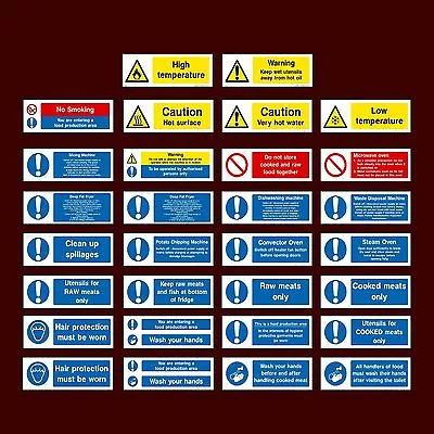 Hot Surface / Raw / Cooked Food / No Smoking / Fridge - Plastic Sign Sticker • £5.99