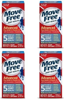 Schiff Move Free Advanced Plus MSM Vitamin D3 80 Count (4 PK) EXP 01/2025 • $103.93