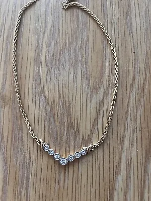 Stunning Spiga Yellow Gold 14” Long Necklace With 7 Gorgeous Diamonds! Vintage! • $899