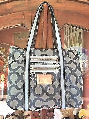 Coach Poppy Dark Blue Signature C Large Shoulder Bag Tote Handbag 13826 Glam • $37.99