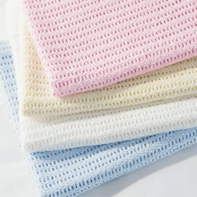£3 • Buy Premium Quality 100% Cotton Cellular Blanket Pram/Cotbed/Single 70 X90