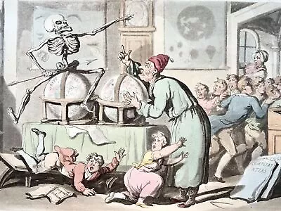 £110 • Buy 1815 Thomas Rowlandson, Dance Of Death, Maps, Globes, Hand Coloured Aquatint
