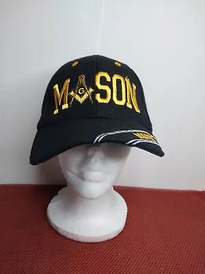 Freemason Baseball Hat Cap MASON Black And Gold Strap Back • $10.50