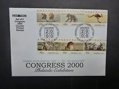 Australia Congress 2000 Adelaide Set 6 Cps Stamp Exhibition Cover- Day 2 • $10