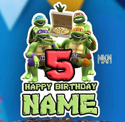 £4.99 • Buy TURTLES TMNT Personalised Cake Topper  HAPPY BIRTHDAY ANY NAME AGE