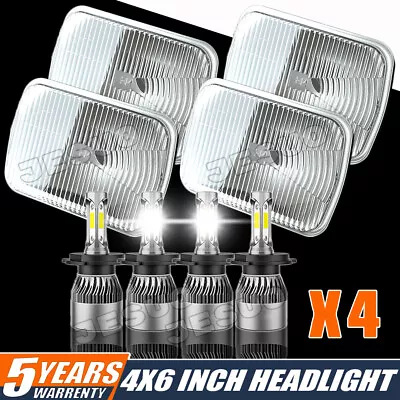 FOUR(x4) 4x6  Glass Headlights Conversion Semi Sealed Kit HID & 6500K H4 LED • $125.99