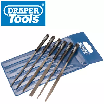 Draper 82577 6pc Needle File Set 140mm Precision Metal Filing Tools Kit + Wallet • £5.99