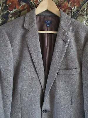 J Crew Ludlow Brown Herringbone Wool Tweed Blazer Sport Coat Jacket 42L • $99.99