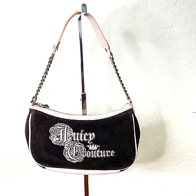 $125.99 • Buy Vintage Juicy Couture Pink Brown Velour Bag Purse Embroidered Logo Chain Strap