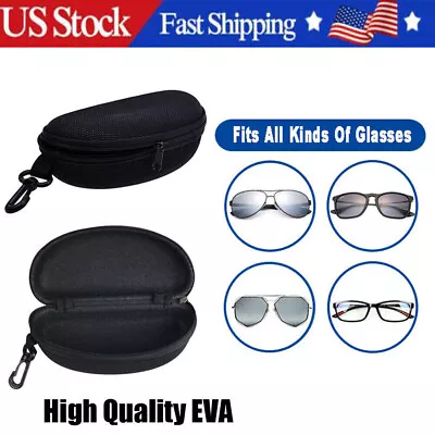 Sunglasses Case Hard Glasses Eyeglasses Shell Large Travel Zipper Clam With Clip • $4.98