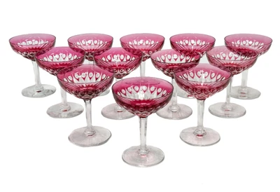 $817 • Buy 12 Val St. Lambert Cranberry Red To Clear 5 Oz Champagne Saucers In Zermatt