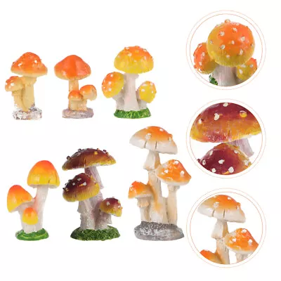  6 Pcs Mini Mushrooms Resin Micro Landscaping Plants Terrarium Ornament • $9.40
