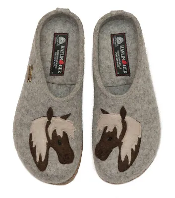 HAFLINGER Grizzly CAVALLO Clog Wool Gray Horse Slipper Germany New • $89