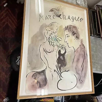 Marc Chagall  Naked Woman & Man Poster Print Framed 24 X 17 • $39