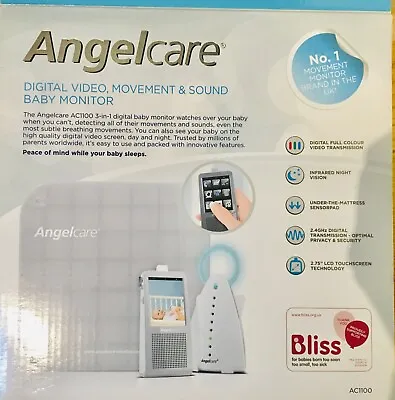 Angelcare AC1100 Digital Video Movement & Sound Baby Monitor. Sensor Mat Incl. • £79