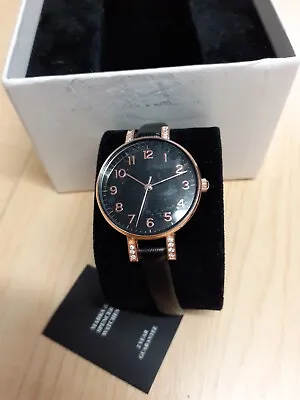 Ladies Marks And Spencer Watch Rose Gold/black Original Box Working CHARITY SALE • £15