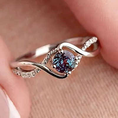 2Ct Round Lab Created Alexandrite  Women's Engagement Ring 14K White Gold Plated • $134.99