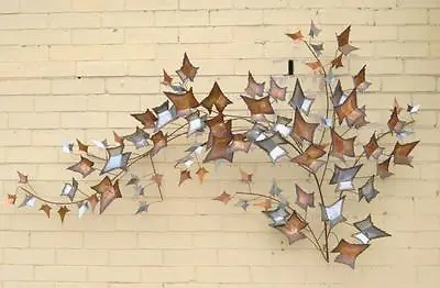 Mid Century Modern Curtis Jere Autumn Leaves Hanging Wall Sculpture 1979 • $750